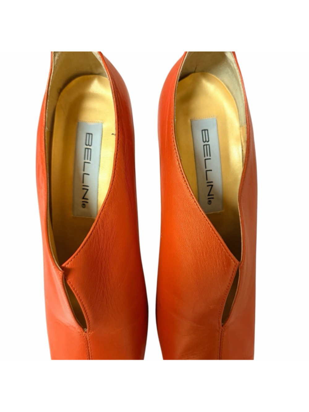 Bellini Orange Leather Kitten Heel Pumps Women’s Size 10M Pointed Toe Slip On - Picture 6 of 16